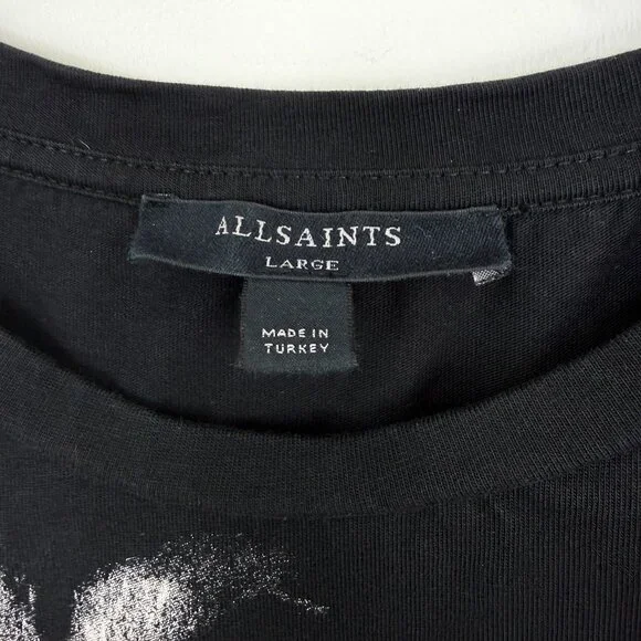 AllSaints Tiger Turin Bela Black + White Women's  Baby Tee - Size Large - Picture 5 of 8